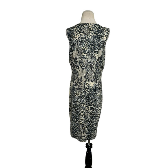 Nick & Sarah cream gray animal print sleeveless sheath dress size XL - Picture 2 of 11